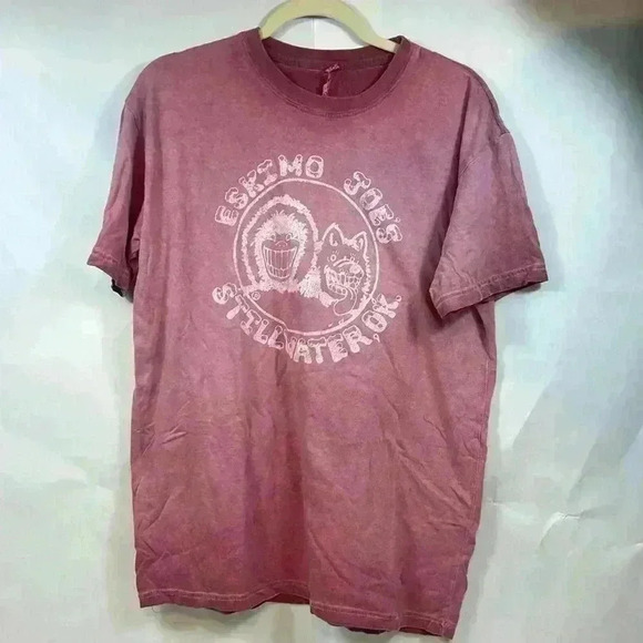 ESKIMO JOES STILLWATER OKLAHOMA SHORT SLEEVE TSHIRT SIZE L PINK - Picture 1 of 4